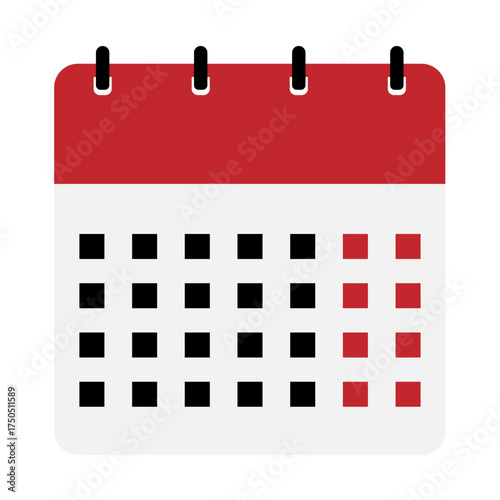Calendar demo with square shape for info. | Red header calendar template with space for text 