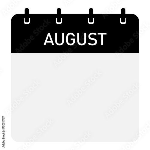 Infographic calendar icon design with orange header | Futuristic calendar design with space for text | Month of August calendar demo 