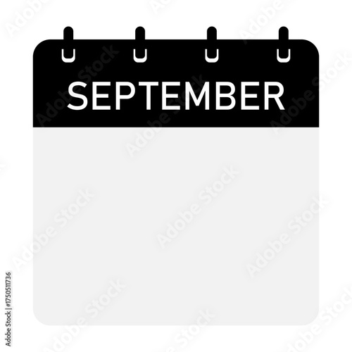 Infographic calendar icon design with orange header | Futuristic calendar design with space for text | Month of September calendar demo 