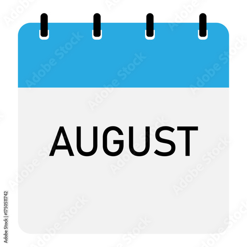 Infographic calendar icon design with blue header | Futuristic calendar design with space for text | Month of August modern calendar demo 