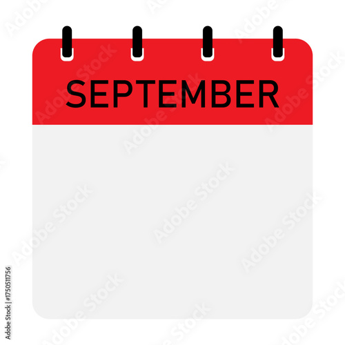Infographic calendar icon design with red header | Futuristic calendar design with space for text | Month of September calendar demo 