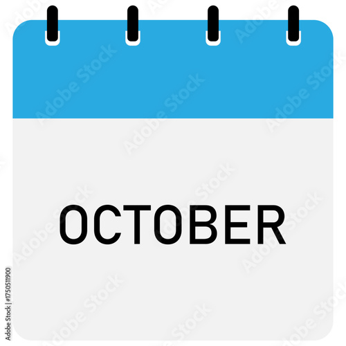 Infographic calendar icon design with blue header | Futuristic calendar design with space for text | Month of October modern calendar demo 