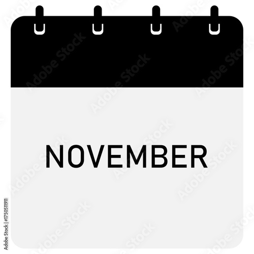 Infographic calendar icon design with orange header | Futuristic calendar design with space for text | Month of November calendar demo 