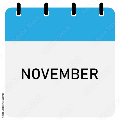 Infographic calendar icon design with blue header | Futuristic calendar design with space for text | Month of November modern calendar demo 