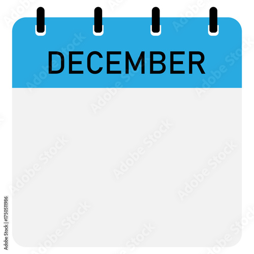 Infographic calendar icon design with blue header | Futuristic calendar design with space for text | Month of December calendar demo 