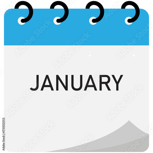 January month folding calendar demo with blue header and spiral binding