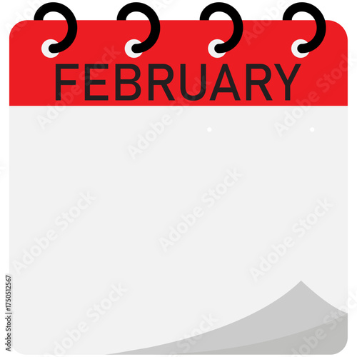 February month folding calendar demo with red header and spiral binding 