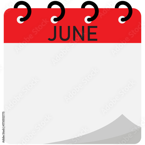 June month folding calendar demo with red header and spiral binding 