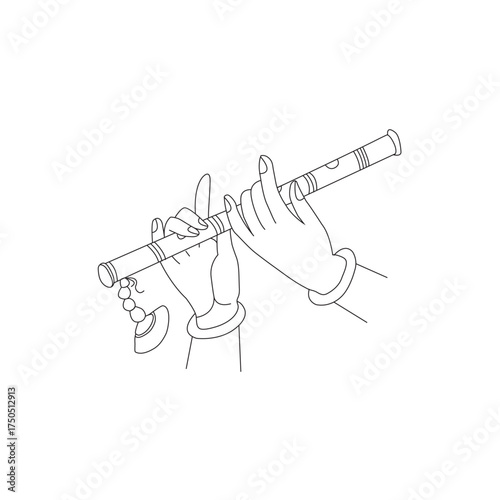 lord krishna plays his flute