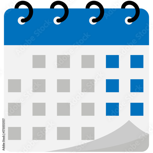 Calendar icon with spiral binding and blue header with space for text | Infographic calendar template