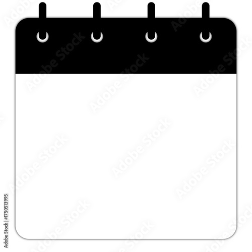 Calendar icon with straight binding and black header