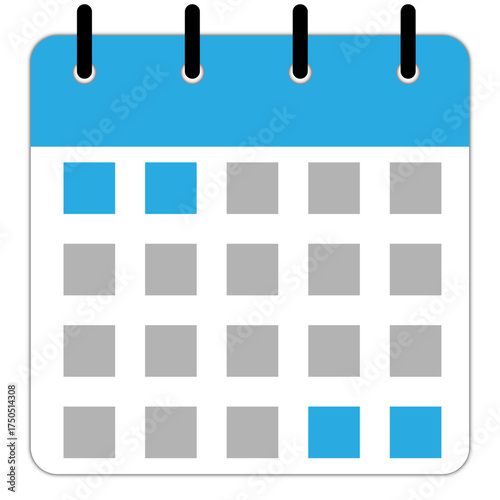 Square box calendar demo for note with red header | Planning calendar with multiple geometric box shape for your text