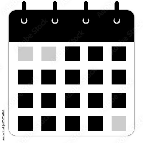 Square box calendar demo for note with red header | Planning calendar with multiple geometric box shape and black header for your text