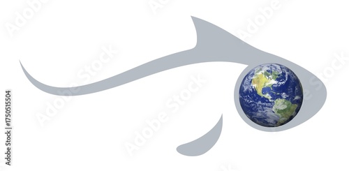 The stylized fish symbol with a globe.