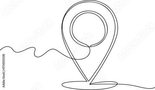 Continuous One Line Drawing of Location Pin Marker  Minimalist Map and Navigation Illustration