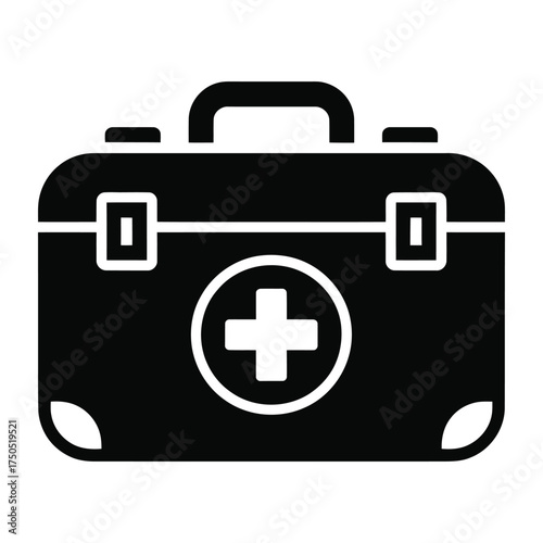 First Aid Kit Medical Emergency Box Symbol in Black and White