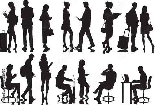 Dynamic team silhouettes collaborating, innovate now