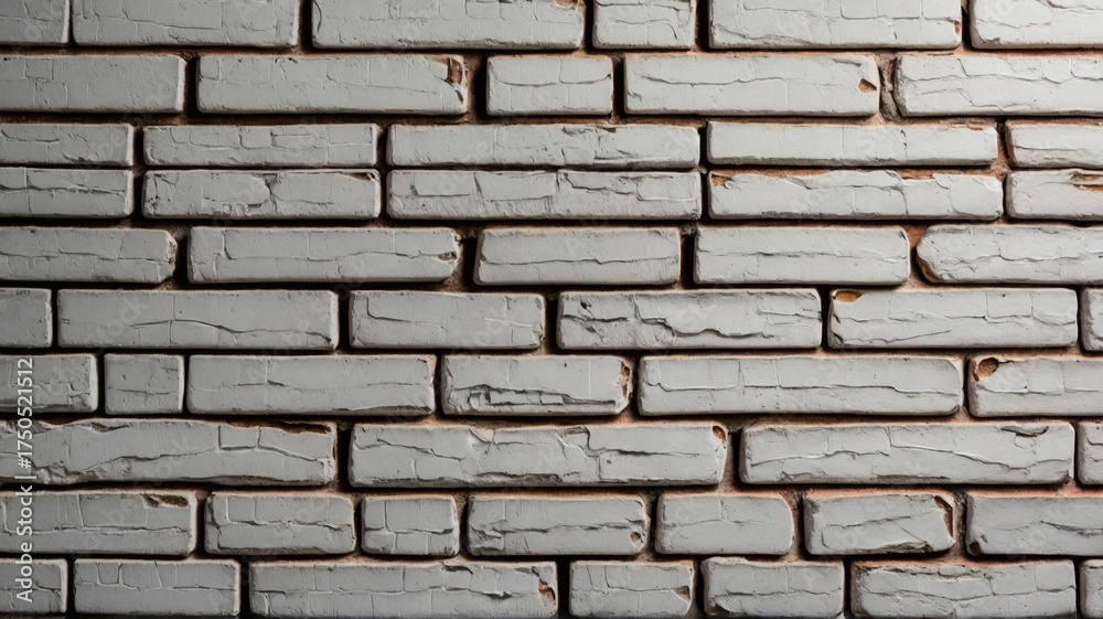 Fototapeta premium White Painted Brick Wall Texture with Aged Cracks white brick