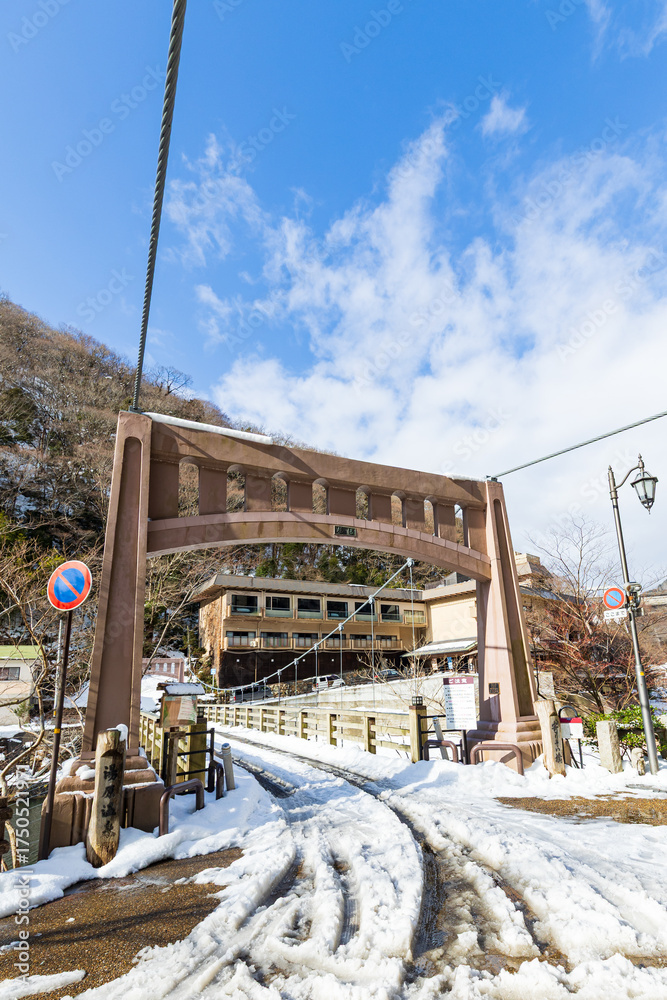 Fototapeta premium 冬化粧した湯原温泉街