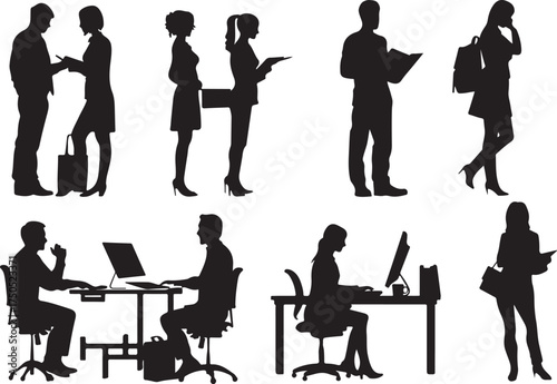 Diverse office professionals in modern workplace