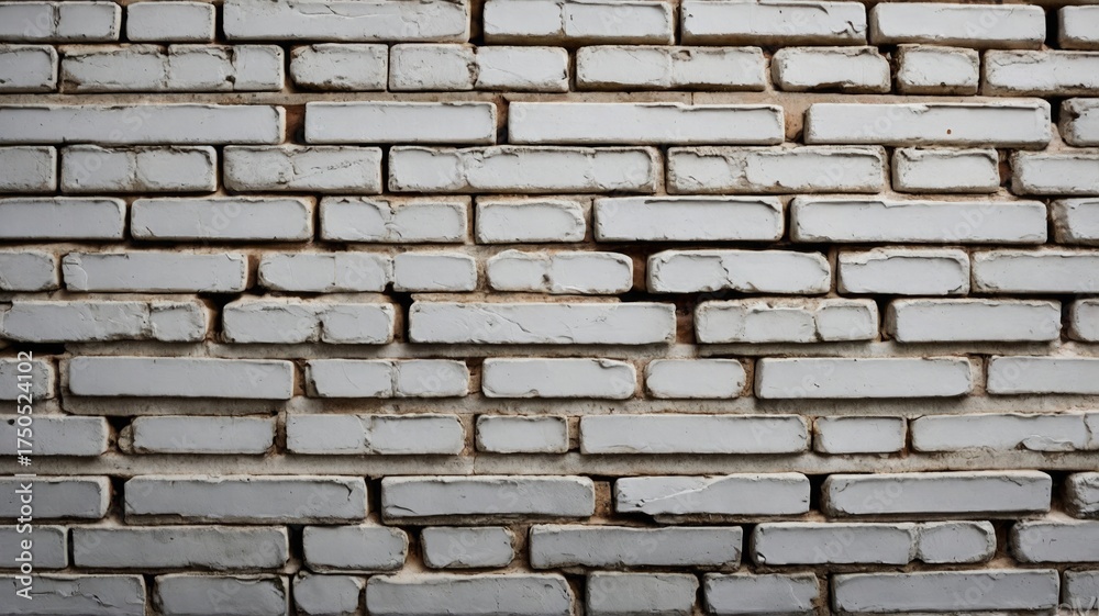 Fototapeta premium White painted brick wall texture with visible mortar