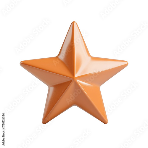 3d render glossy orange star shape symbol decorated on christmas holiday