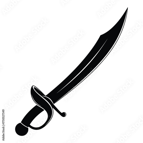 Curved saber silhouette isolated on white background