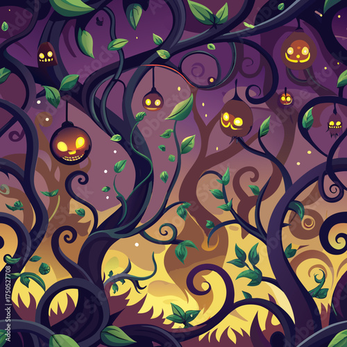 Seamless background with Halloween elements. Vector illustration. 