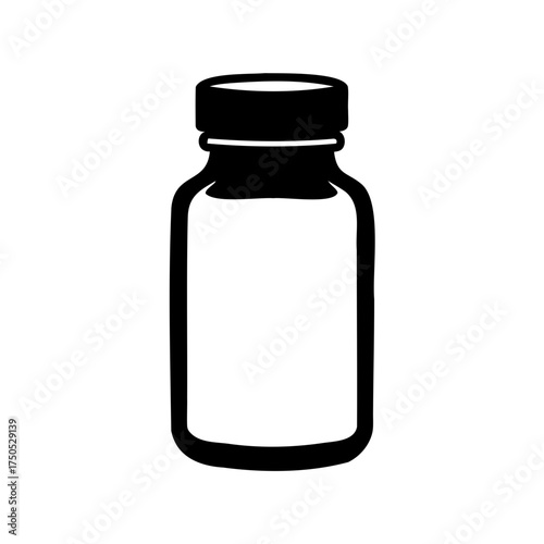 A simple black and white vector illustration of a medicine bottle