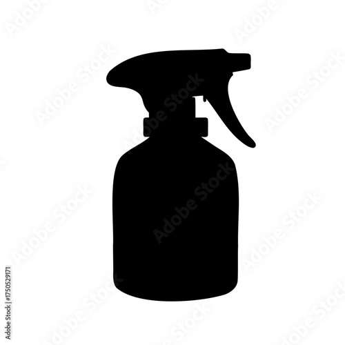 Black spray bottle with trigger silhouette isolated on a white background