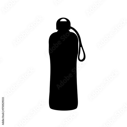 Silhouette of a reusable water bottle with a loop for carrying convenience