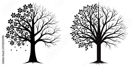 Mechanical Hand with Blooming Flower Silhouette – Organic vs Artificial Contrast Minimal Vector