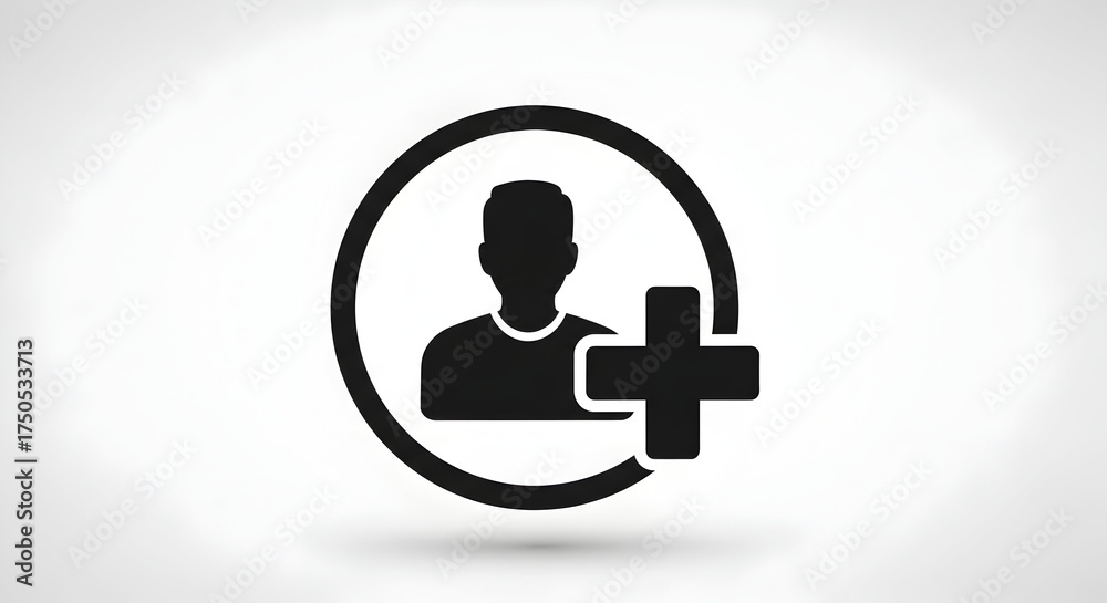 Fototapeta premium Simple icon representing adding a new user or profile to a system.