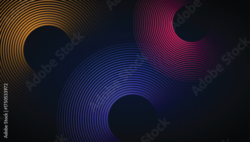 Abstract Geometric Ring Patterns. A mesmerizing composition of layered semi-circular geometric shapes in vibrant hues, forming an elegant and dynamic visual experience.