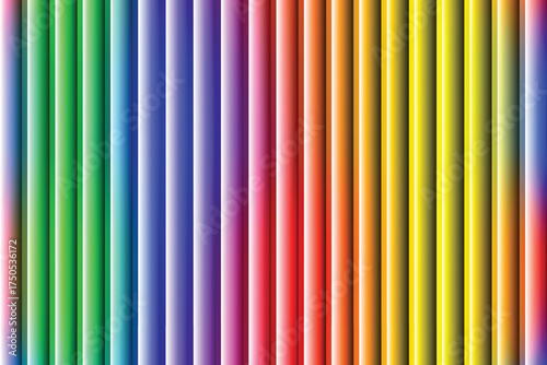 3D Embossed Vertical Rainbow Stripes Background. Modern High-Contrast Gradient Lines Texture for Abstract Design.