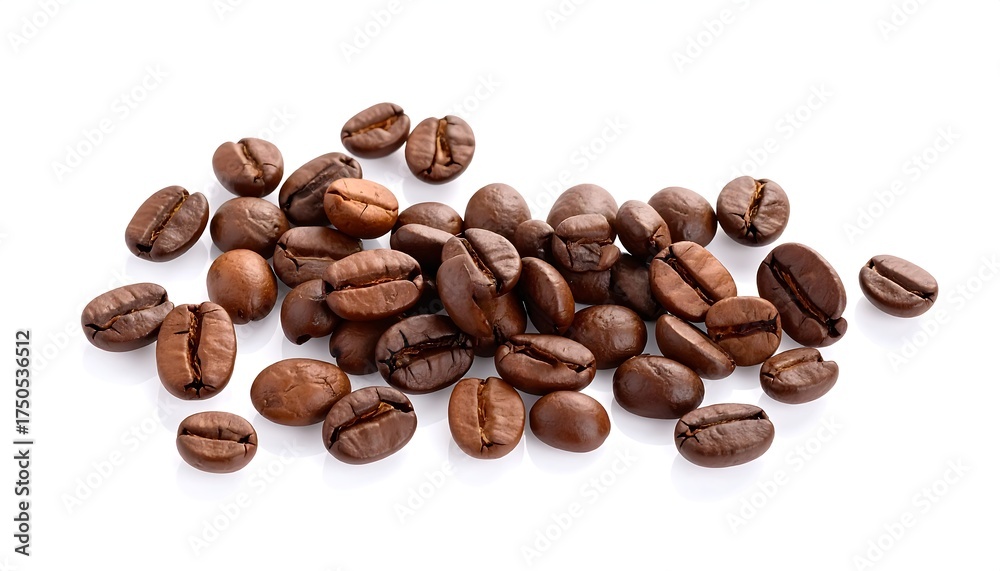 Naklejka premium Coffee beans on white background