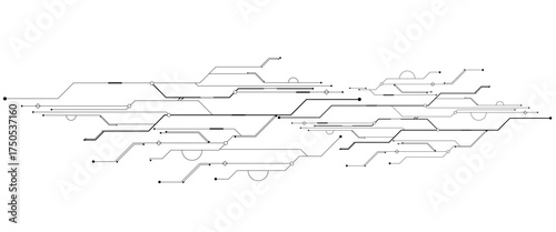 Vectors White Abstract geometric dots and lines connection circuit concept. Hi tech digital connects, communication, High technology concept.