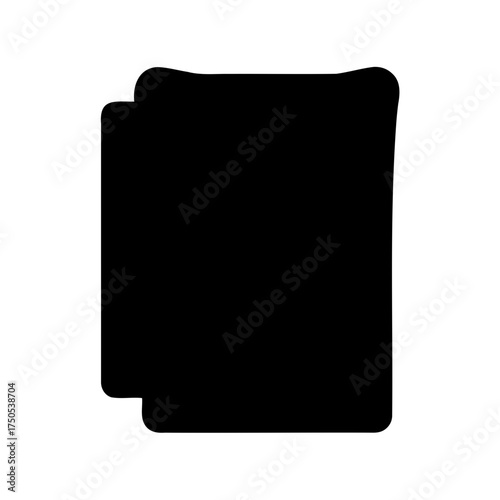 Overlapping black shapes on a white background create a geometric design