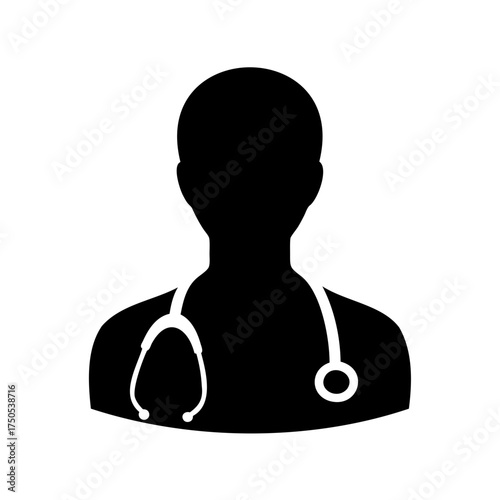 Silhouette of doctor with stethoscope representing healthcare professional medical expertise