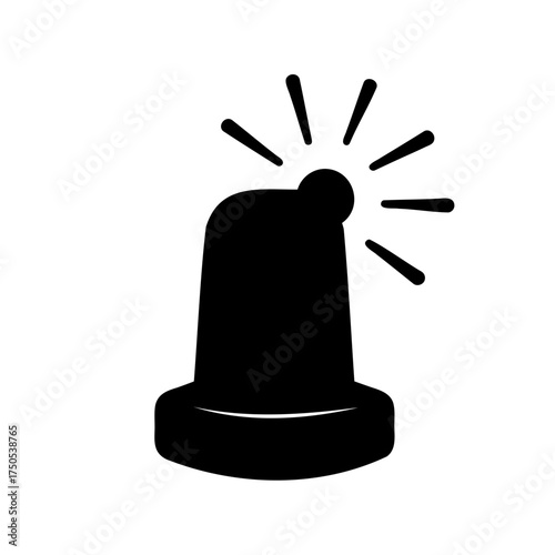 Stylized illustration of a black emergency siren with radiating light beams