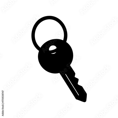 Isolated black key icon on white background depicting security and access