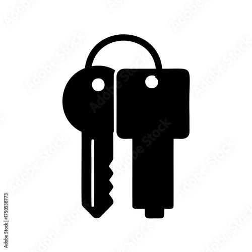 Simple Black and White Illustration of Keys Connected by a Metal Ring