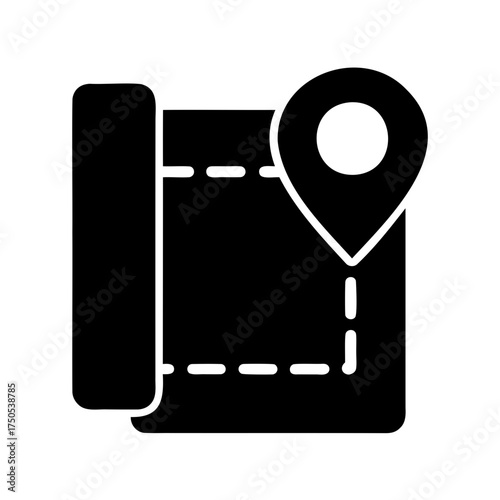 Stylized road map with a location pin, indicating a specific point