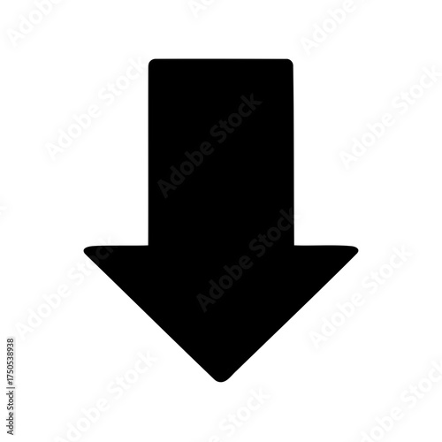 A large black arrow pointing directly downward on a white background