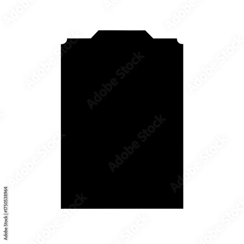 Simple Black Icon of a Blank Document with Decorative Header Element