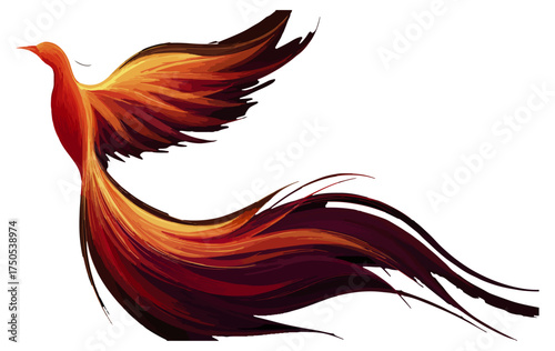 Abstract stylized illustration of a bird in flight against a dark background
