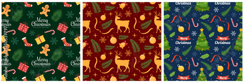 Merry Christmas Seamless Pattern Illustration with Holiday Decoration Elements and Festive Ornaments