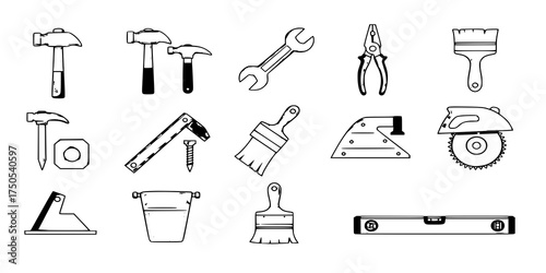 Construction tool icon collection - vector illustration
