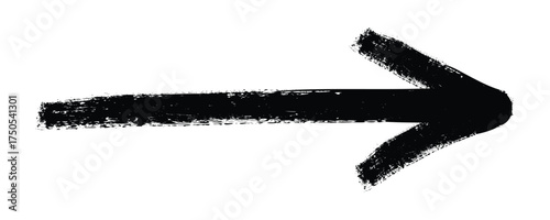 Grunge arrow. Hand-drawn, brush stroke painted arrow with chalk texture. Transparent PNG and vector