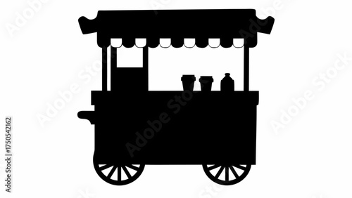 Charming food cart silhouette ready for street vending creating vibrant urban culinary experiences